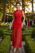Women's Ruched Sheer Maxi Dress | Flared Hem