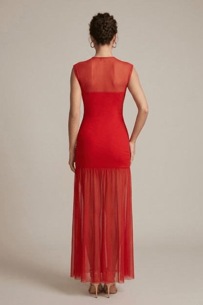 Elegant Collection | Maxi Dress for Women with Sheer Flared Hem | Effortless Style for All-Season Wear