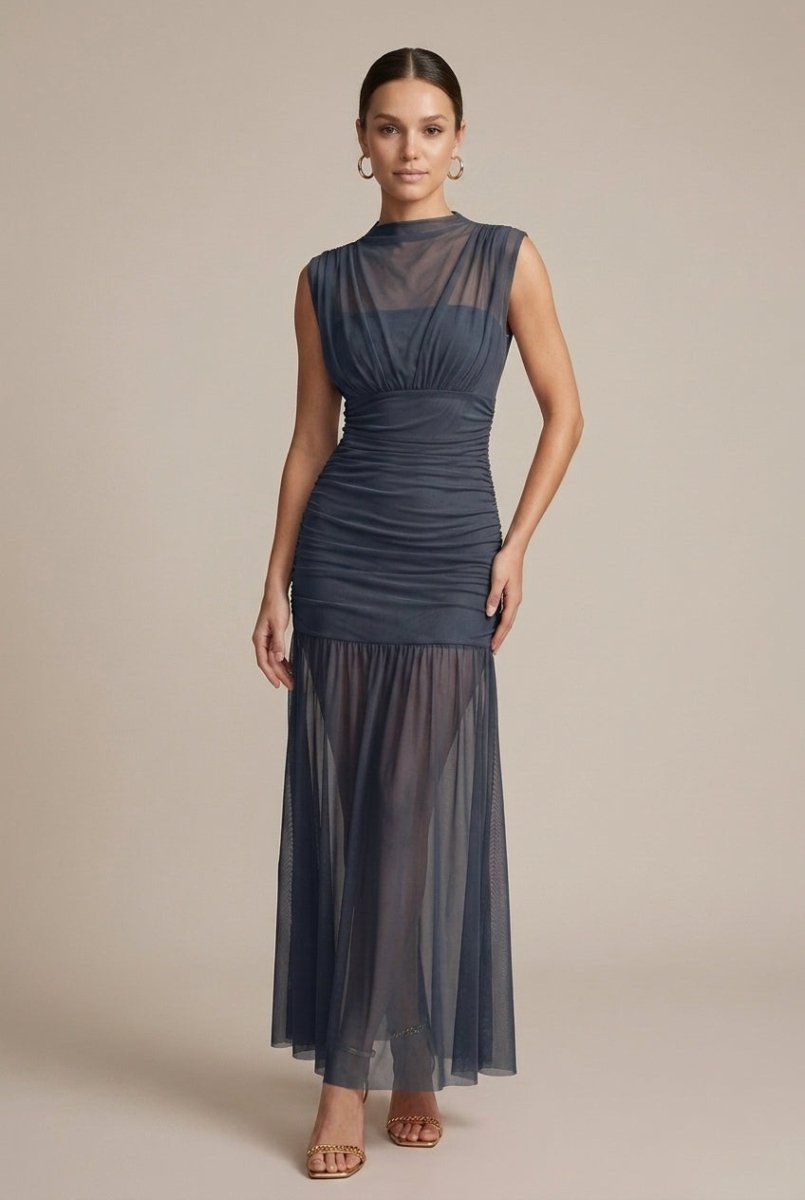 Elegant Collection | Maxi Dress for Women with Sheer Flared Hem | Effortless Style for All-Season Wear