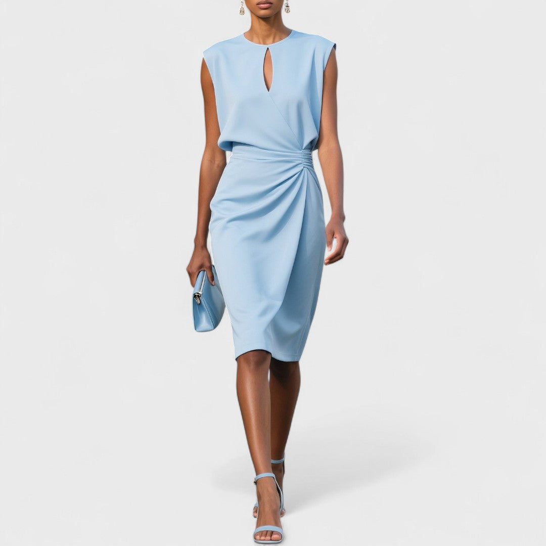 Elegant Collection | White Midi Dress with Graceful Silhouette & Refined Detailing for Timeless Style