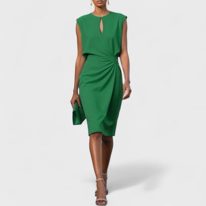 Elegant Collection | White Midi Dress with Graceful Silhouette & Refined Detailing for Timeless Style