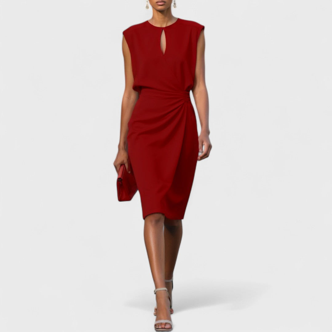 Elegant Collection | White Midi Dress with Graceful Silhouette & Refined Detailing for Timeless Style