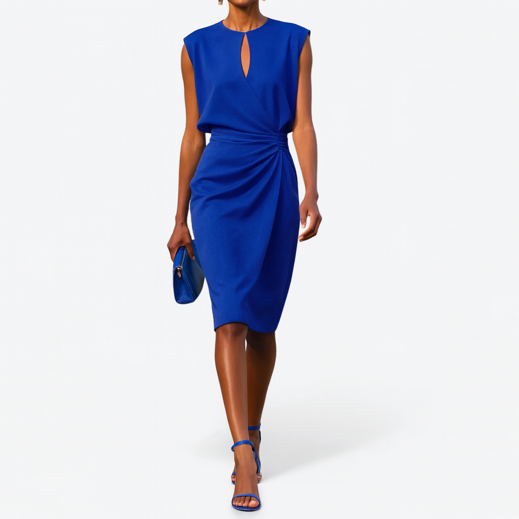Elegant Collection | White Midi Dress with Graceful Silhouette & Refined Detailing for Timeless Style