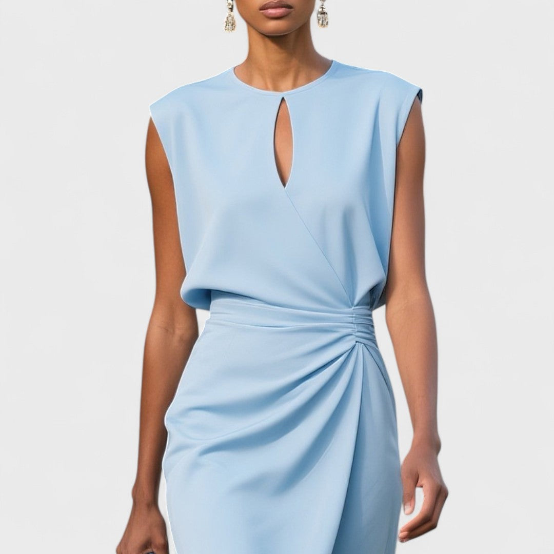Elegant Collection | White Midi Dress with Graceful Silhouette & Refined Detailing for Timeless Style
