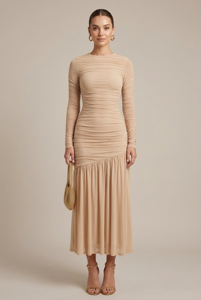 Elegant Collection | Women's Maxi Dress with Ruched Design | Flattering Silhouette for Casual and Evening Wear