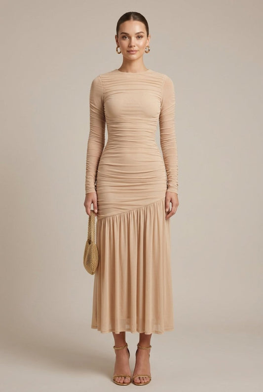 Elegant Collection | Women's Maxi Dress with Ruched Design | Flattering Silhouette for Casual and Evening Wear