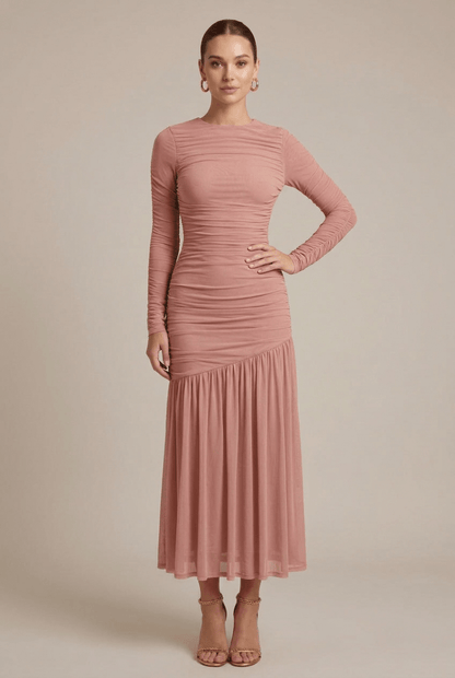 Elegant Collection | Women's Maxi Dress with Ruched Design | Flattering Silhouette for Casual and Evening Wear