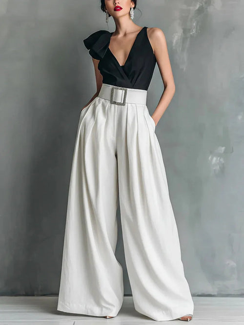 Elegant Collection | Women's Wide Leg Pants with High Waist Design | Lightweight Fabric for All-Day Comfort