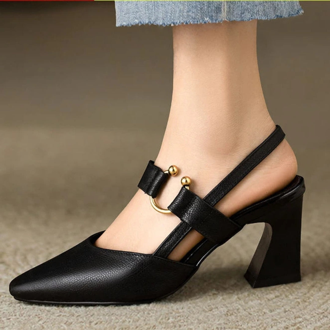 Elegant Comfort | Women's Black Heels with Orthopedic Design | All-Day Support for Effortless Style