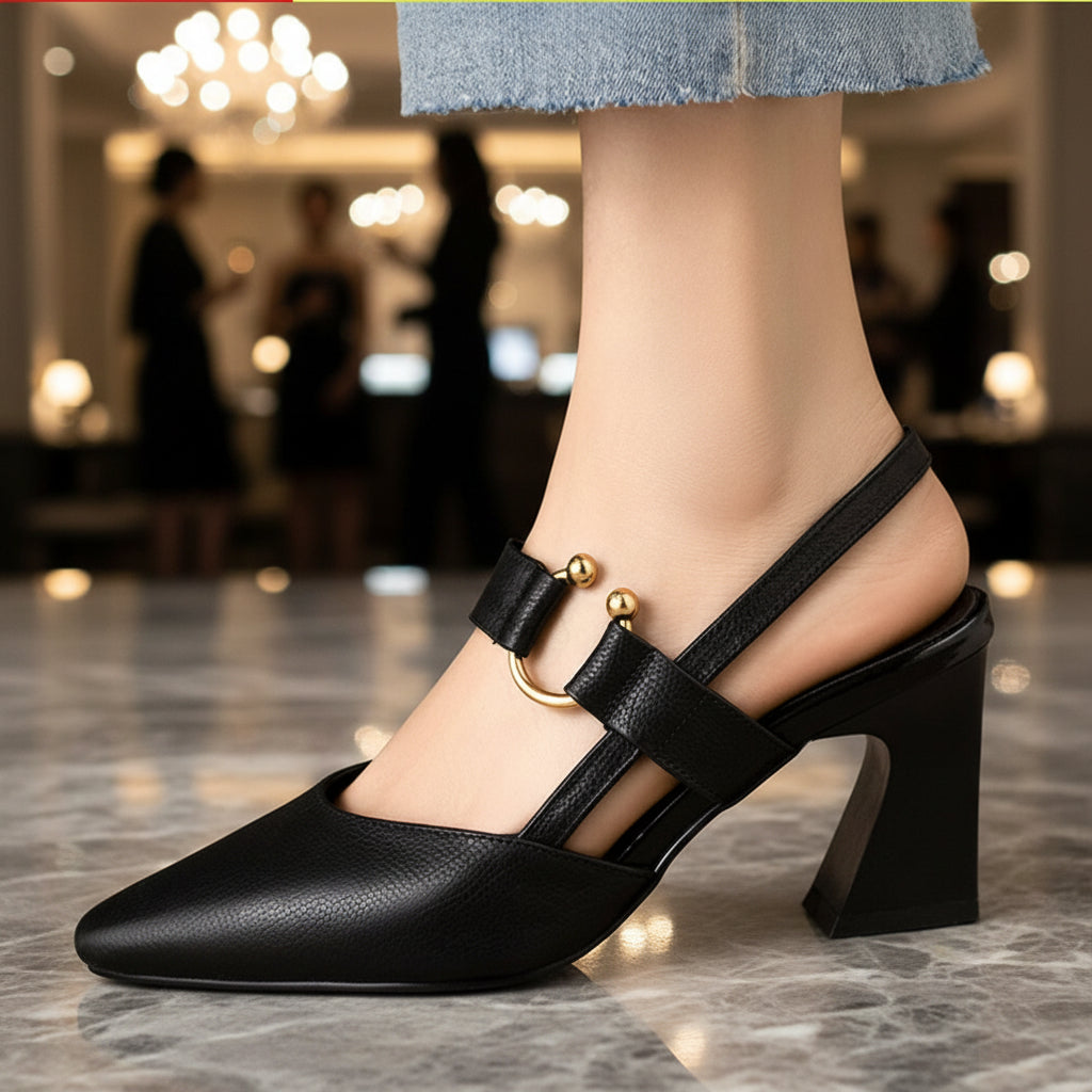 Women's Black Orthopedic Comfort Heels