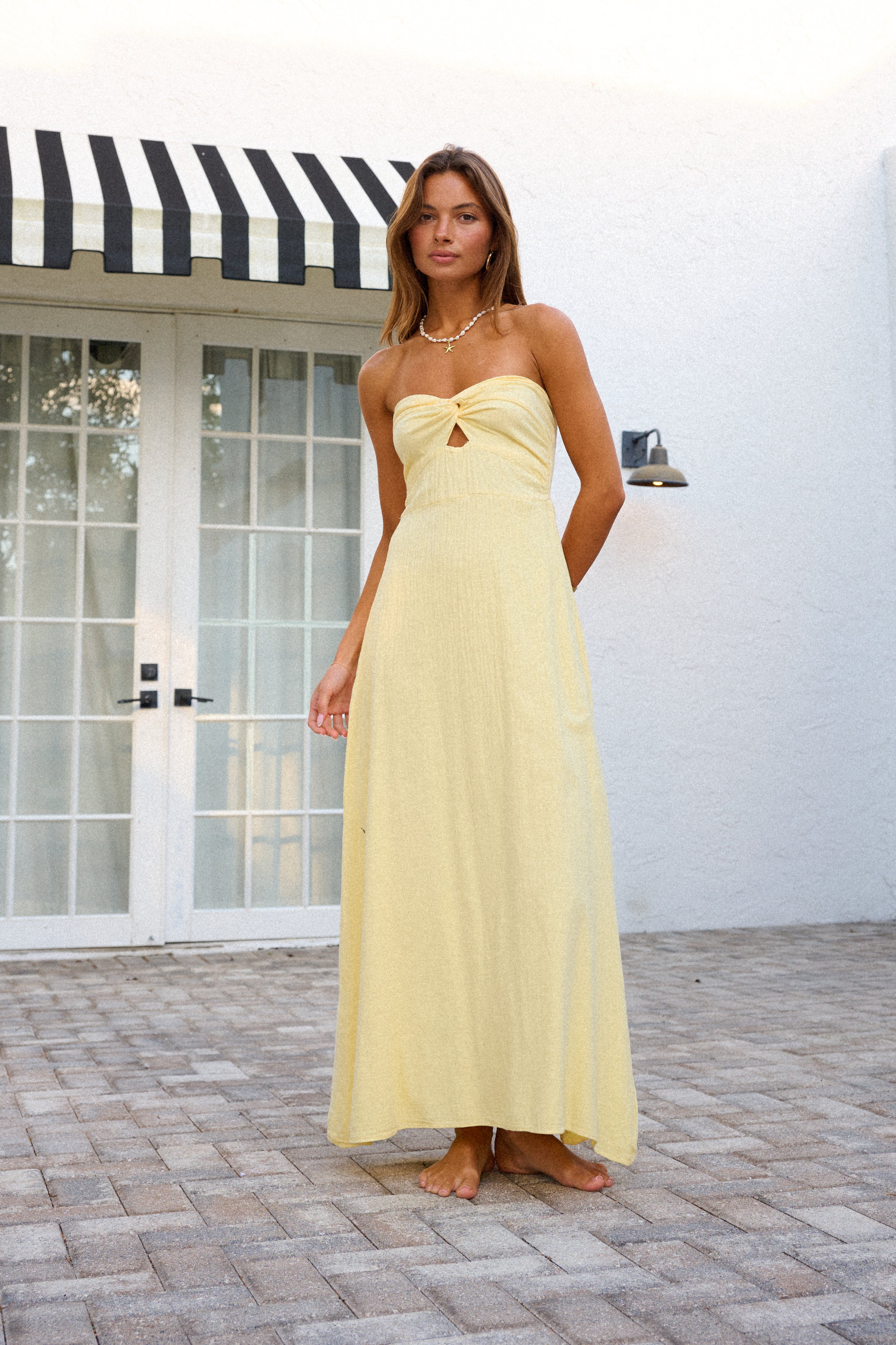 Elegant Cotton Maxi Dress with Twist Front & Side Slit for Effortless Style