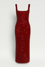 Women's Embellished Square Neck Maxi Dress