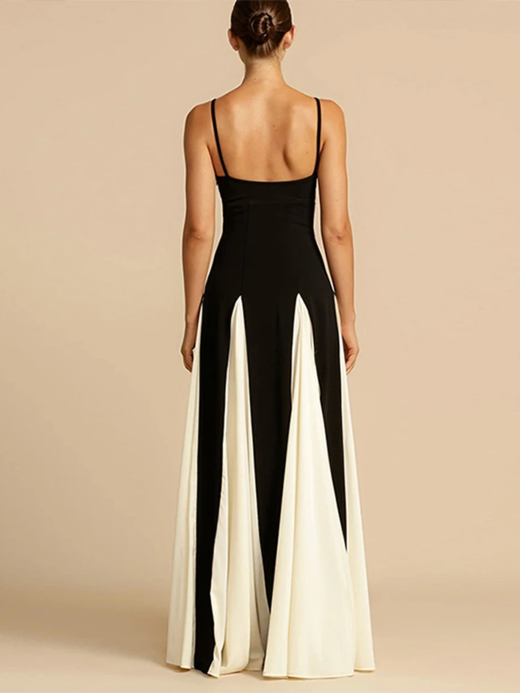 Elegant Flared Maxi Dress | Two-Tone Design for Stunning Occasions