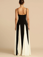 Elegant Flared Maxi Dress | Two-Tone Design for Stunning Occasions