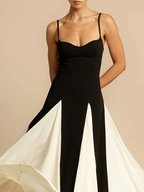 Elegant Flared Maxi Dress | Two-Tone Design for Stunning Occasions