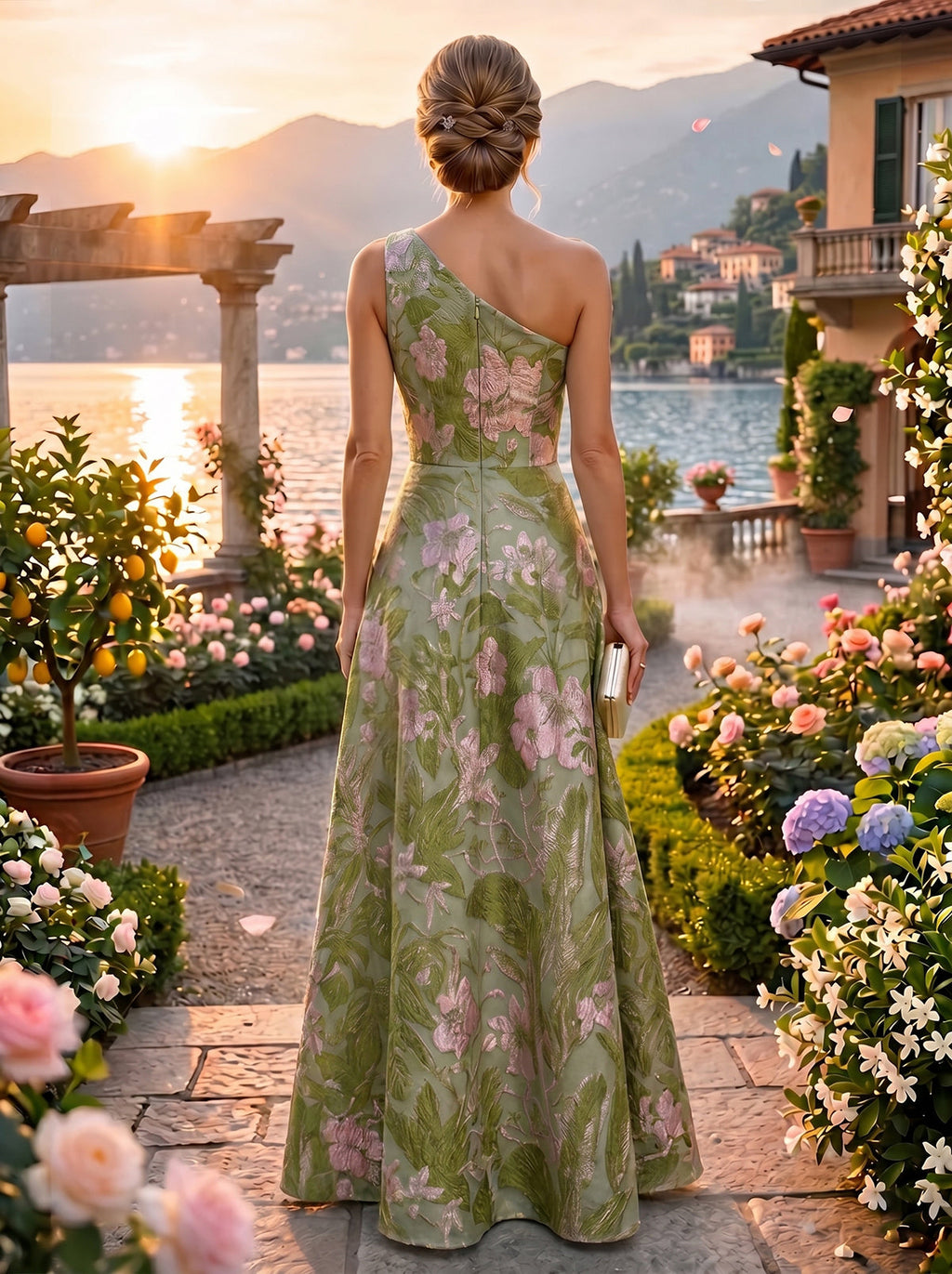 Elegant Floral A-Line Evening Dress with Ruffled Embellishments for Stunning Style