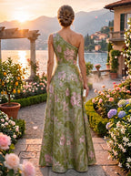 Elegant Floral A-Line Evening Dress with Ruffled Embellishments for Stunning Style