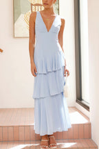 Women's Layered V-Neck Maxi Dress
