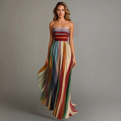 Elegant Maxi Dress | Pleated Design with Jewel Tones for Stunning Holiday Style