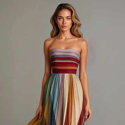 Elegant Maxi Dress | Pleated Design with Jewel Tones for Stunning Holiday Style