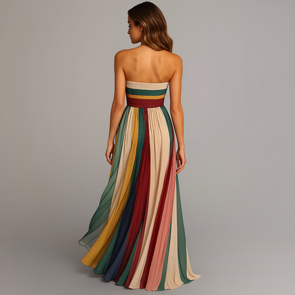 Elegant Maxi Dress | Pleated Design with Jewel Tones for Stunning Holiday Style