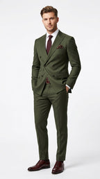 Elegant Men's Suit | Dark Green Double Breasted Design with Timeless Style | Perfect for Weddings and Formal Events