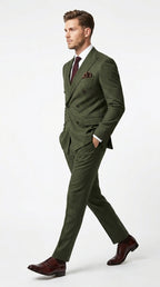 Elegant Men's Suit | Dark Green Double Breasted Design with Timeless Style | Perfect for Weddings and Formal Events