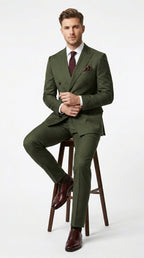 Elegant Men's Suit | Dark Green Double Breasted Design with Timeless Style | Perfect for Weddings and Formal Events