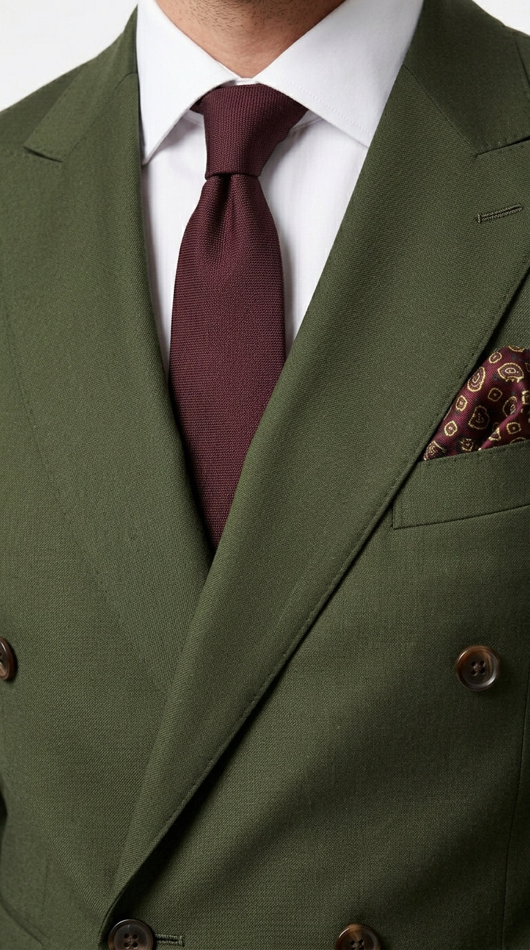 Elegant Men's Suit | Dark Green Double Breasted Design with Timeless Style | Perfect for Weddings and Formal Events