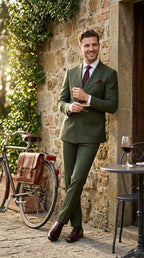 Elegant Men's Suit | Dark Green Double Breasted Design with Timeless Style | Perfect for Weddings and Formal Events