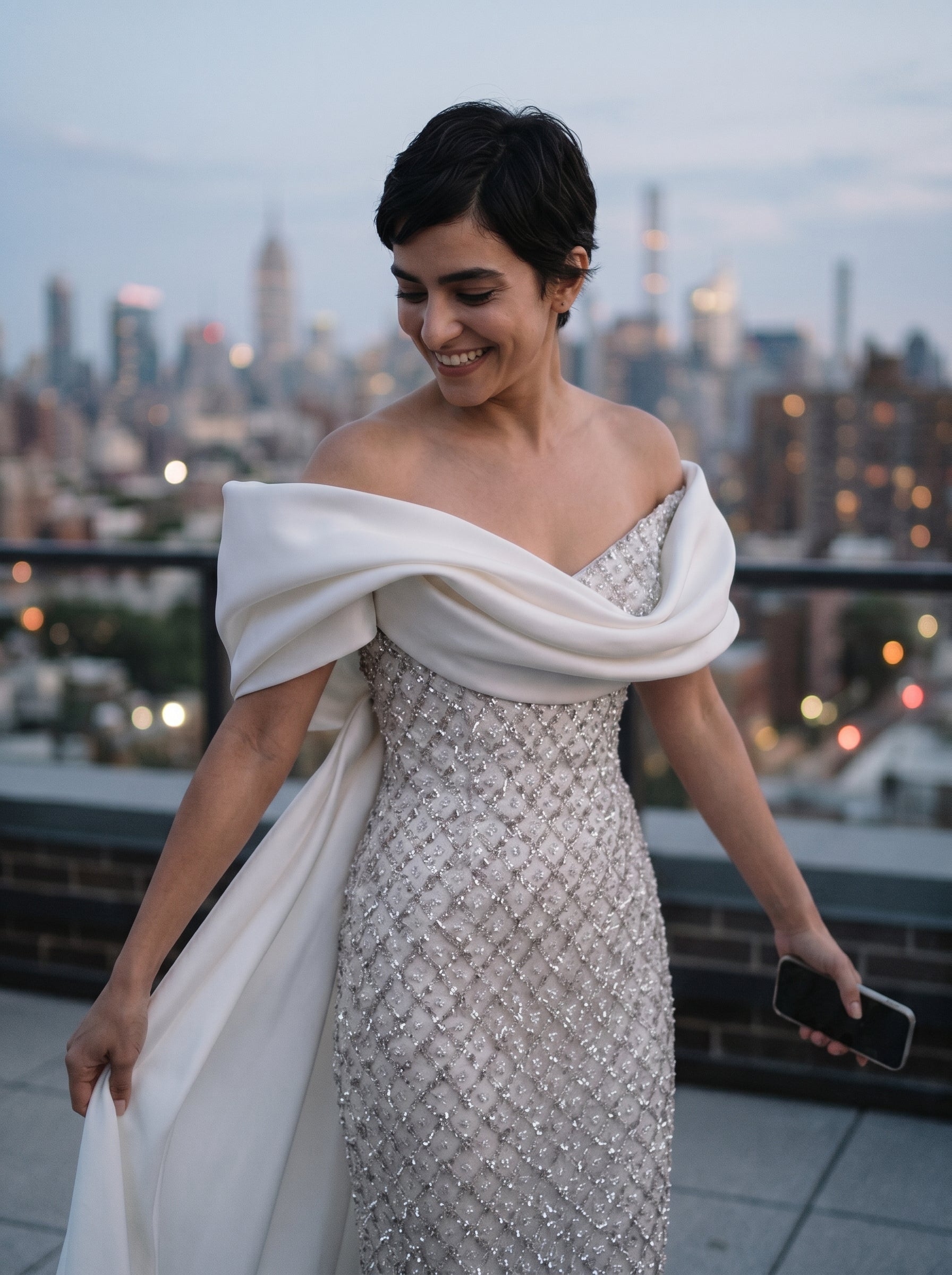Elegant Mermaid Evening Dress with Asymmetrical Sequin Sleeves | Formal Gown for Stunning Style