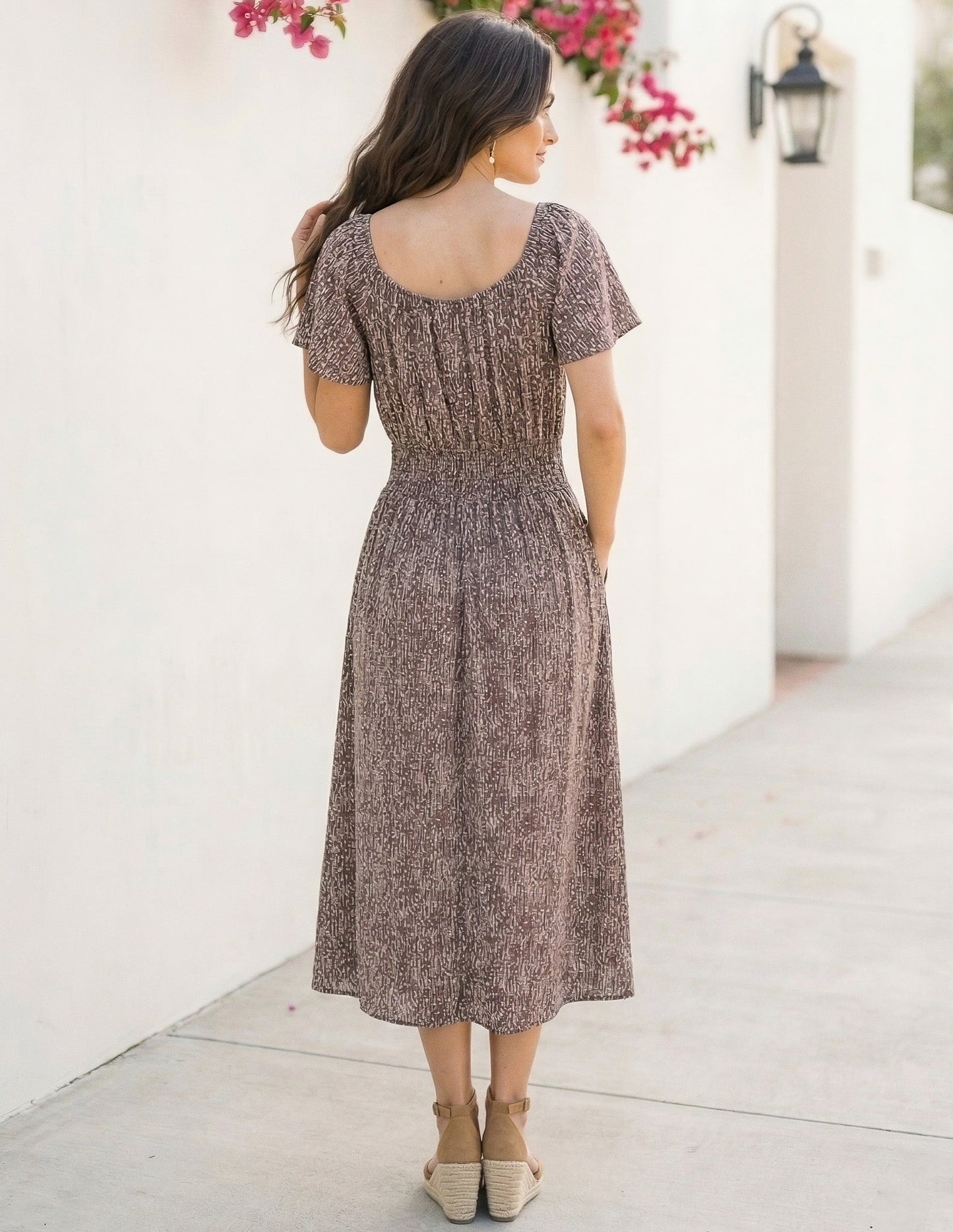 Elegant Midi Dress | Limited Edition Woven Dress with Flutter Sleeves | Comfortable Fit for Everyday Style