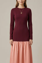 Elegant Midi Dress | Women's Formal Dress with Long Sleeve & Flared Skirt | Stylish Look for Any Occasion