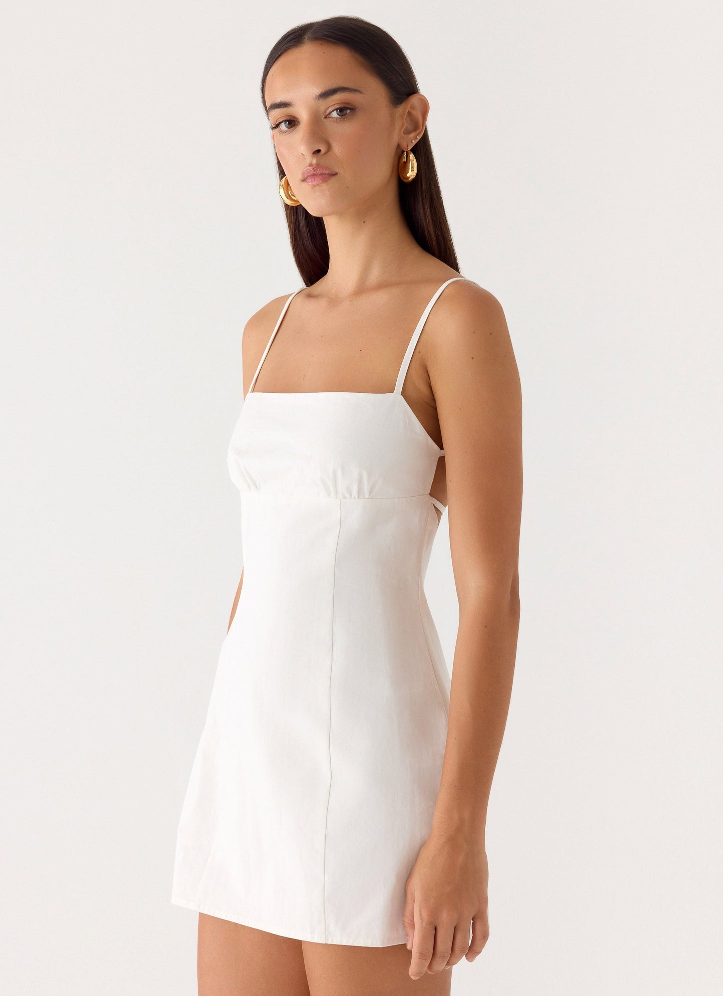 Elegant Mini Dress | Adjustable Straps & Bust Gathering for Effortless Style