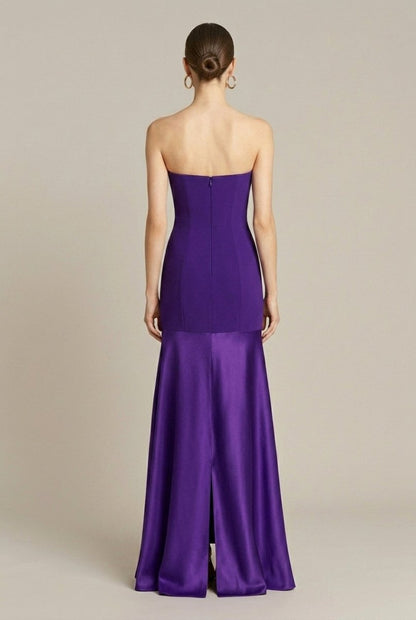 Elegant Strapless Maxi Dress with Flared Satin Hem | Long Dress for Women - Perfect for Formal Events