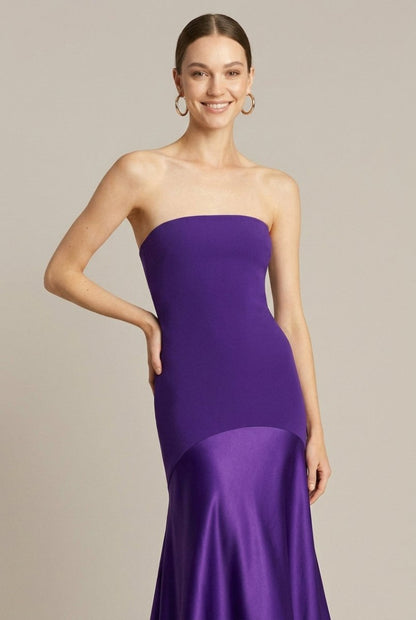 Elegant Strapless Maxi Dress with Flared Satin Hem | Long Dress for Women - Perfect for Formal Events