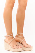 Elegant Strappy Platform Heeled Sandals with Adjustable Ankle Strap for All-Day Comfort