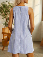 Elegant Striped Summer Dress with Pockets for Effortless Style