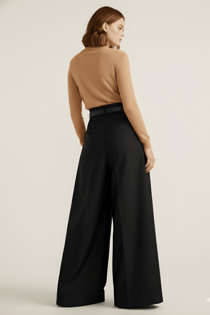 Elegant Women's Wide Leg Trousers with High-Waist & Pleated Design | Tailored Fit for Effortless Style