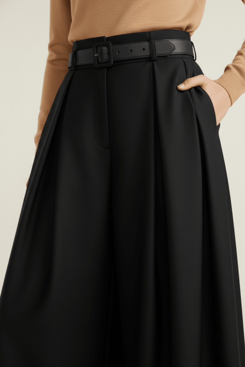 Elegant Women's Wide Leg Trousers with High-Waist & Pleated Design | Tailored Fit for Effortless Style