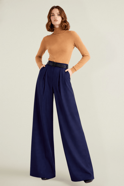 Elegant Women's Wide Leg Trousers with High-Waist & Pleated Design | Tailored Fit for Effortless Style