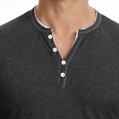 Essential Collection | Men's Long Sleeve Shirt with V-Neck & Moisture-Wicking Fabric | Comfortable Casual Wear for Everyday Style