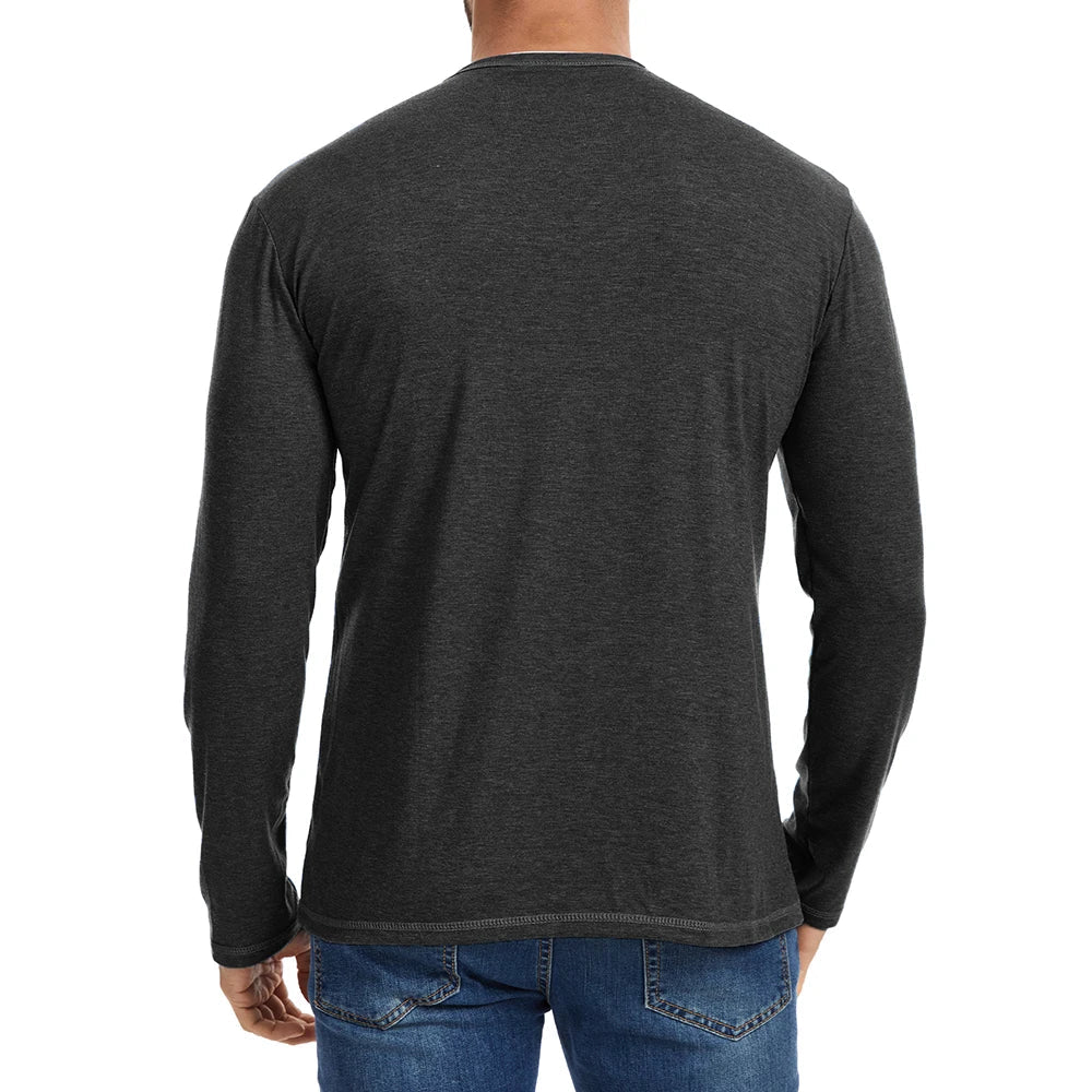 Essential Collection | Men's Long Sleeve Shirt with V-Neck & Moisture-Wicking Fabric | Comfortable Casual Wear for Everyday Style