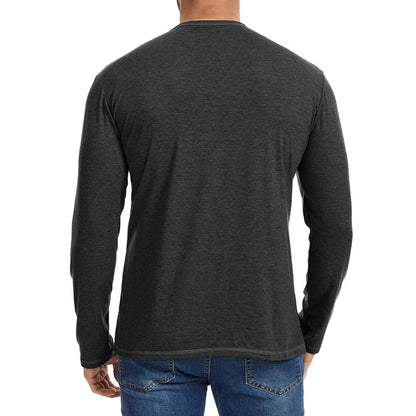 Essential Collection | Men's Long Sleeve Shirt with V-Neck & Moisture-Wicking Fabric | Comfortable Casual Wear for Everyday Style