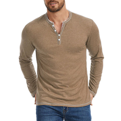 Essential Collection | Men's Long Sleeve Shirt with V-Neck & Moisture-Wicking Fabric | Comfortable Casual Wear for Everyday Style