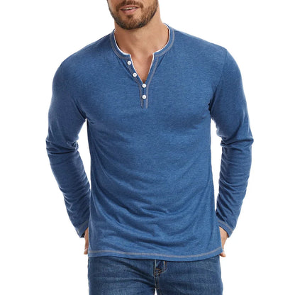 Essential Collection | Men's Long Sleeve Shirt with V-Neck & Moisture-Wicking Fabric | Comfortable Casual Wear for Everyday Style