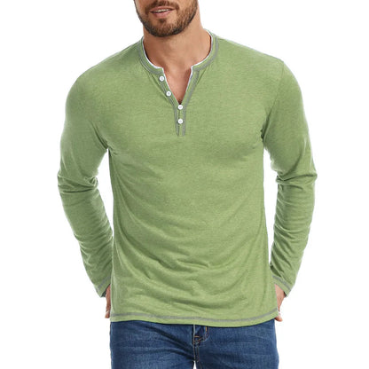 Essential Collection | Men's Long Sleeve Shirt with V-Neck & Moisture-Wicking Fabric | Comfortable Casual Wear for Everyday Style