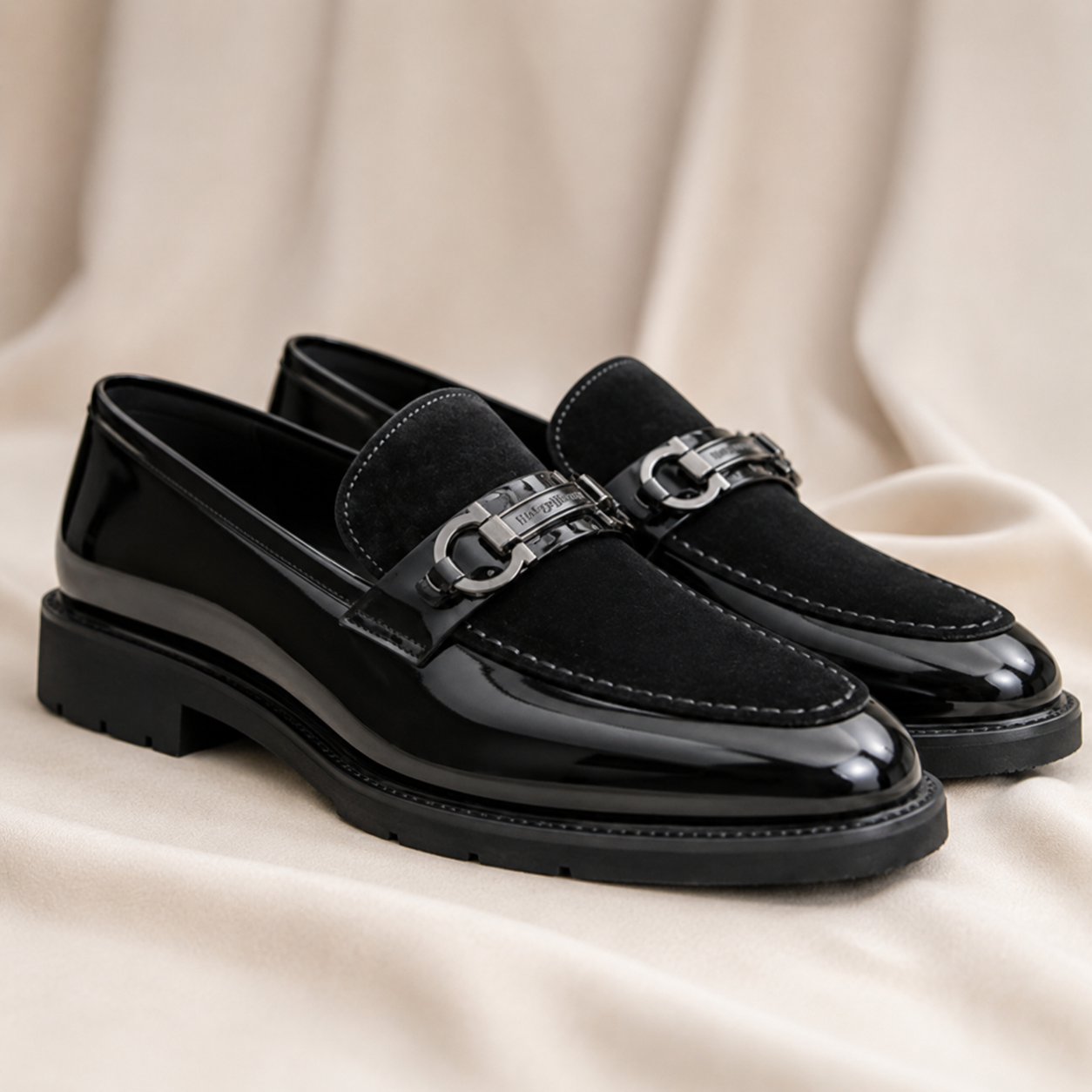Ethan | Men's Black Loafers with Metal Accent Detail | Polished Comfort for Everyday Wear