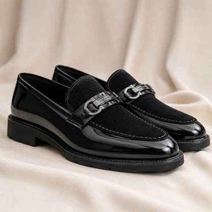 Ethan | Men's Black Loafers with Metal Accent Detail | Polished Comfort for Everyday Wear