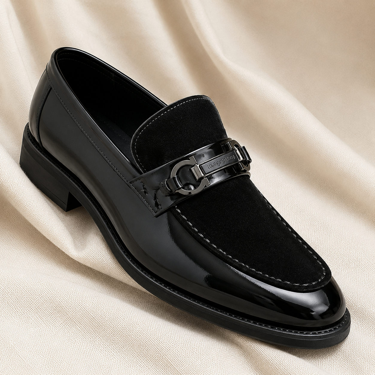 Ethan | Men's Black Loafers with Metal Accent Detail | Polished Comfort for Everyday Wear